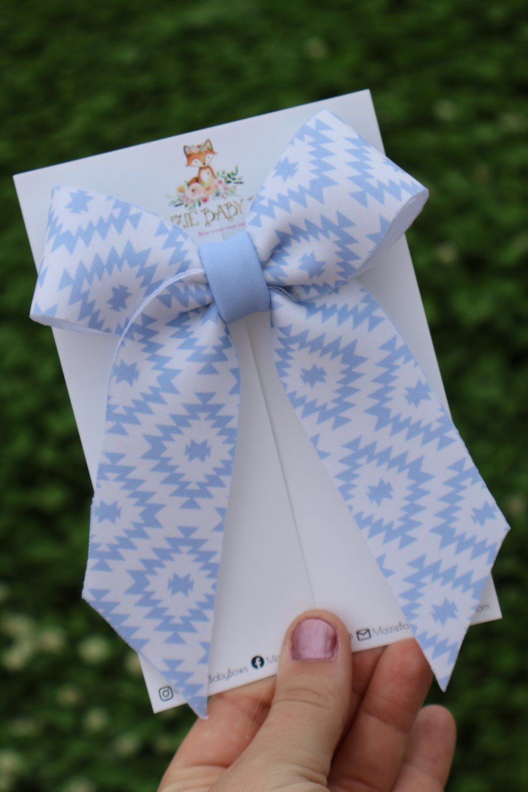 French Blue Aztec Caroline Bow (Alligator Clip Only)