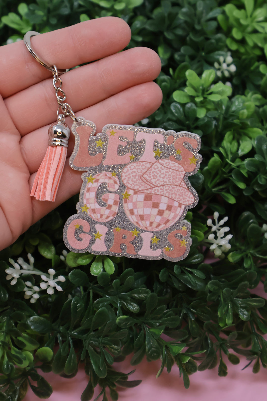 Let’s Go Girls Glitter Acrylic Keychain