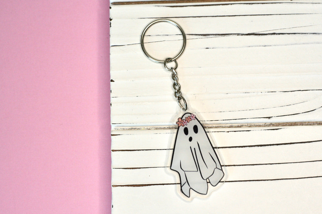 Floral Ghost Acrylic Keychain