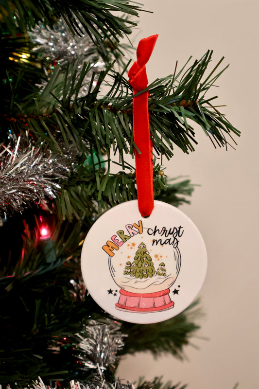 Christmas Snowglobe Ceramic Ornament