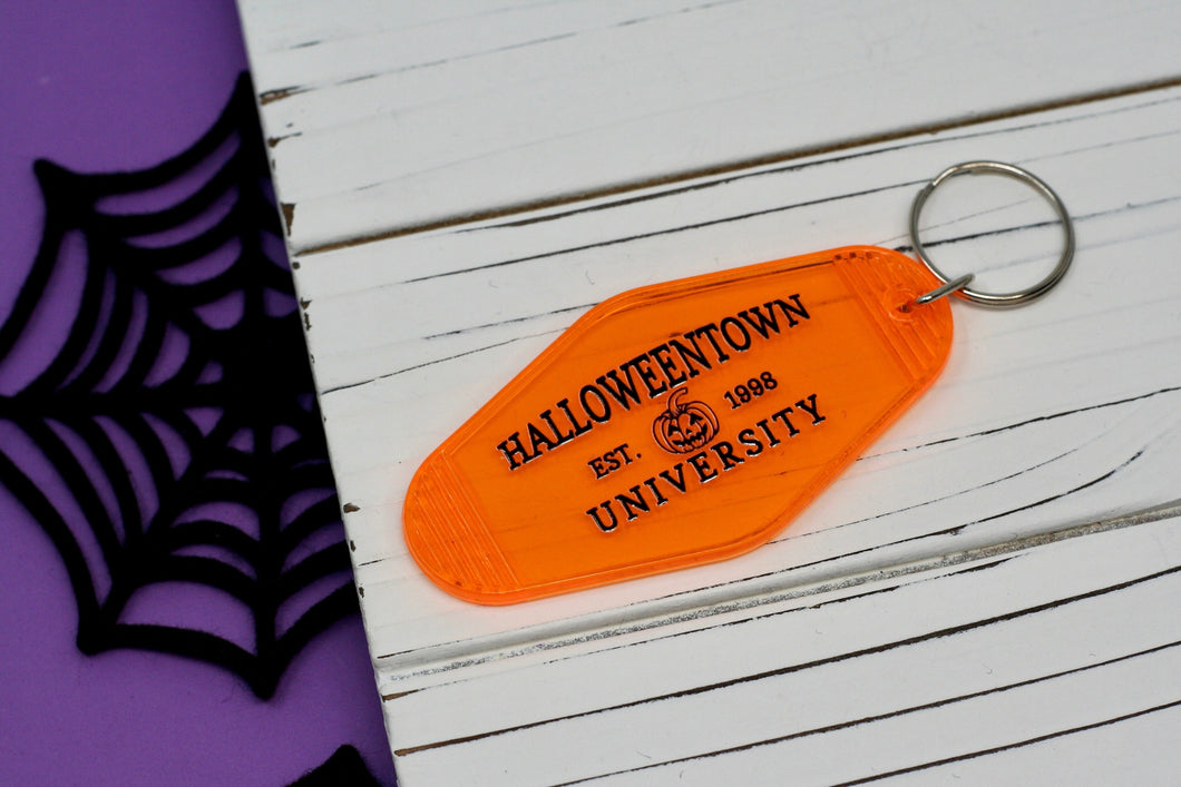 Halloween University Motel Keychain