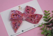 Load image into Gallery viewer, Pink Sprinkles Embellished Velvet Large Everly Bow (Alligator Clip Only)
