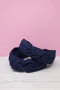 Denim Top Knot Headband