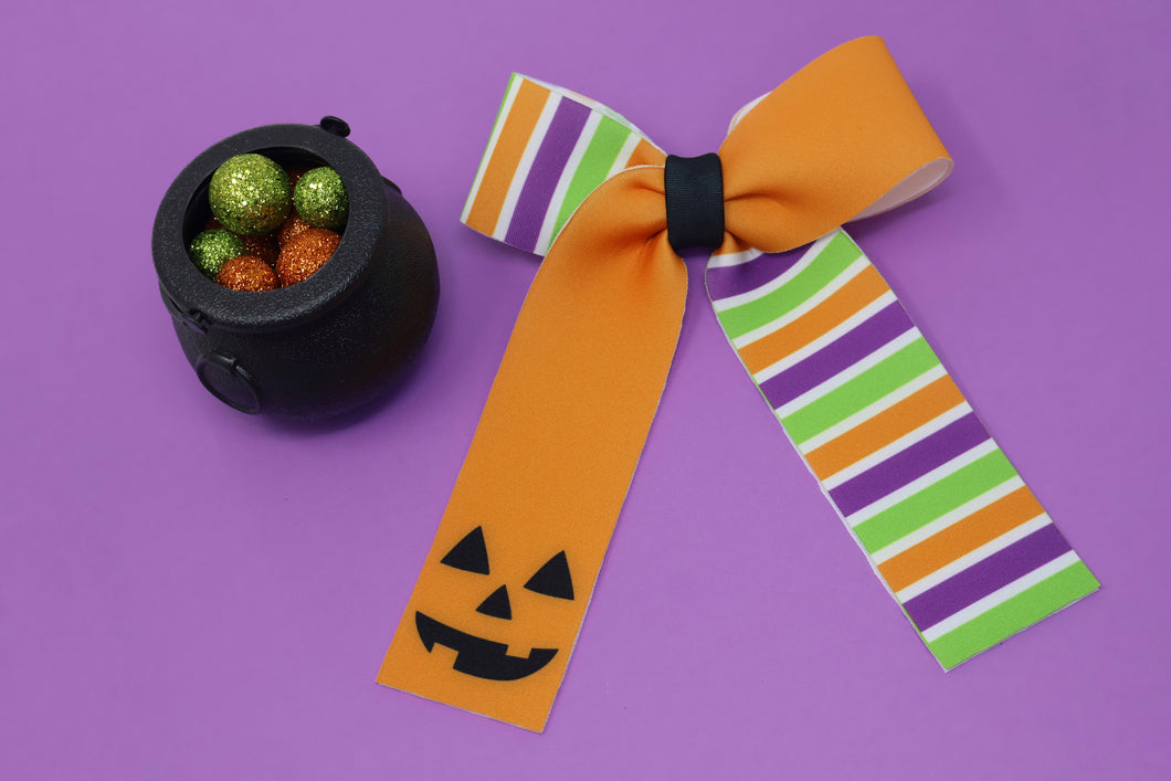 Pumpkin Face Caroline Bow (Alligator Clip Only)