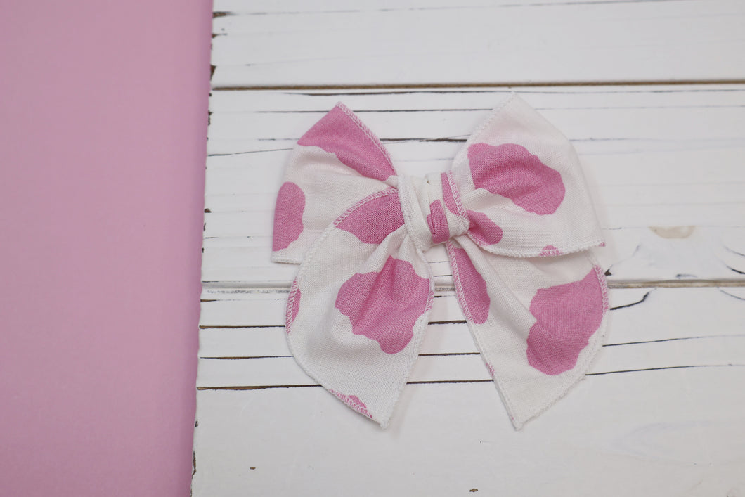 Pink Cow Print Medium Remi Bow