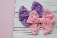 Load image into Gallery viewer, Pastel Plush &amp; Pearled Medium Remi Bow (Alligator Clip Only)
