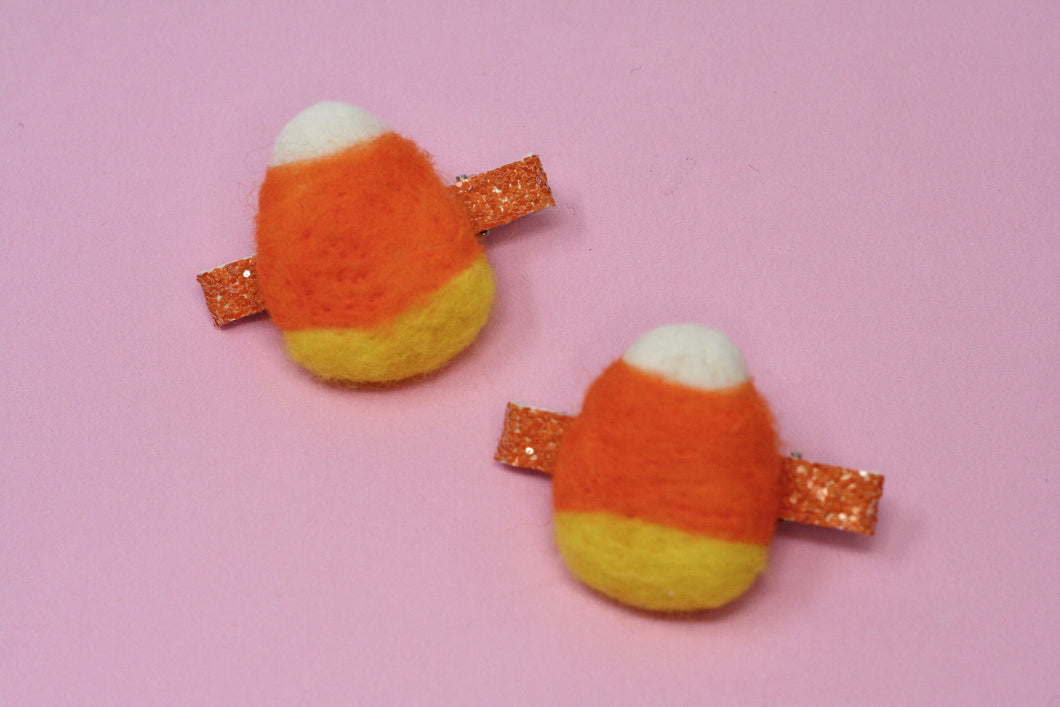 Candy Corn Felted Shape Clip