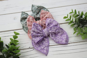 Embossed Floral Medium Remi Bows (Alligator Clip Only)