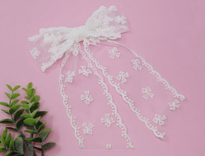 Bow and Lace Chunky Coquette Bow (Alligator Clip Only)