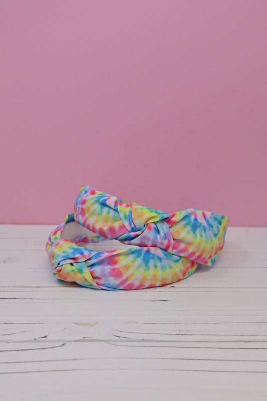 Bright Tie Dye Top Knot Headband