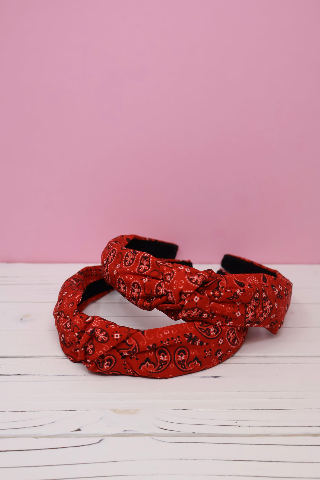 Red Bandana Top Knot Headband