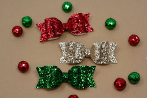 Classic Christmas Chunky Glitter Large Sophia Bow Set