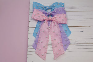 Pastel Pearled Coquette Bow (Alligator Clip Only)