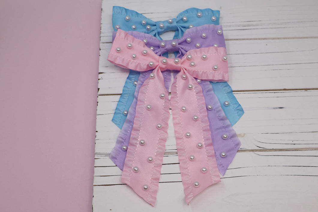 Pastel Pearled Coquette Bow (Alligator Clip Only)