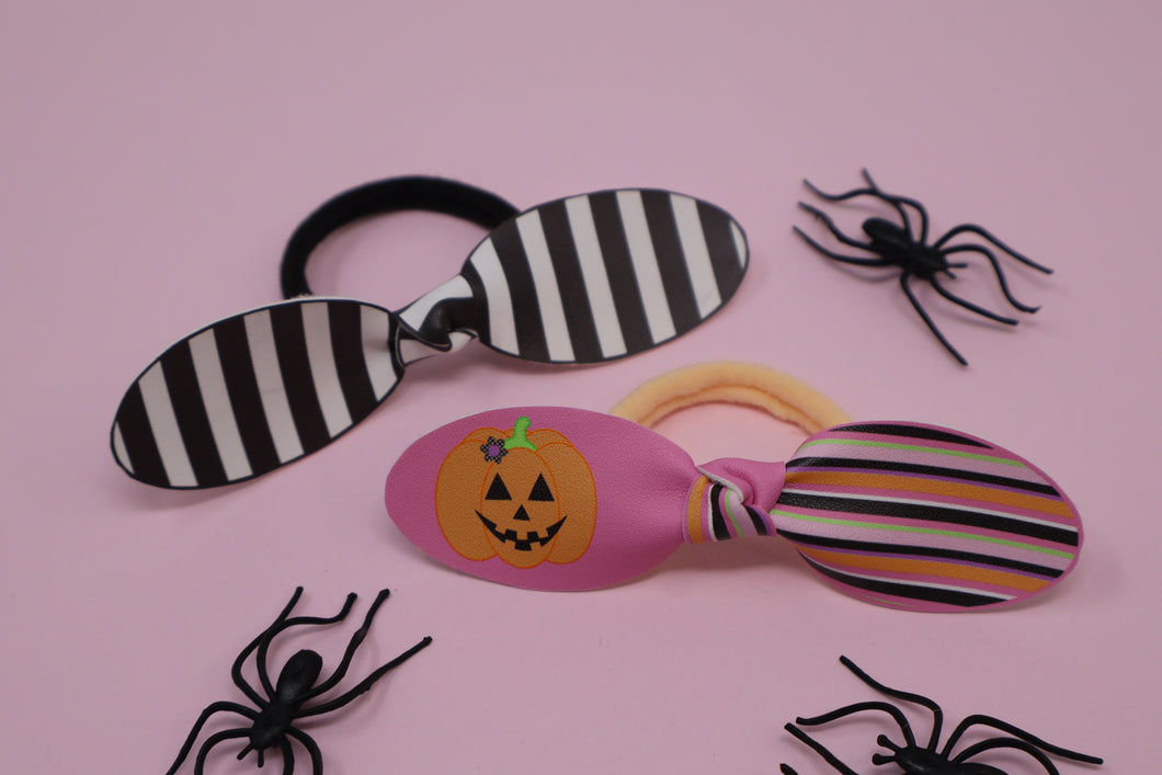 Pink Pumpkin Knotted Bow Nylon Hair Band Set