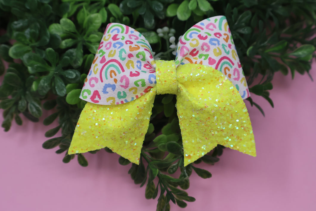 Neon Rainbow Leopard Print Callie Bow