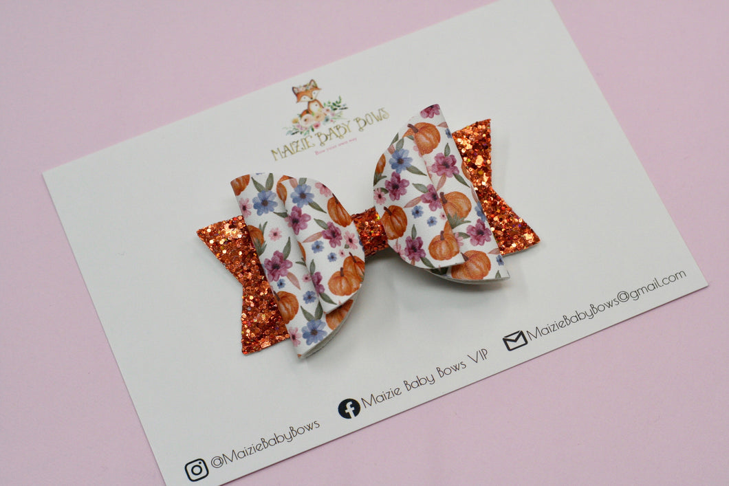 Pumpkin Floral Medium Ellie Bow