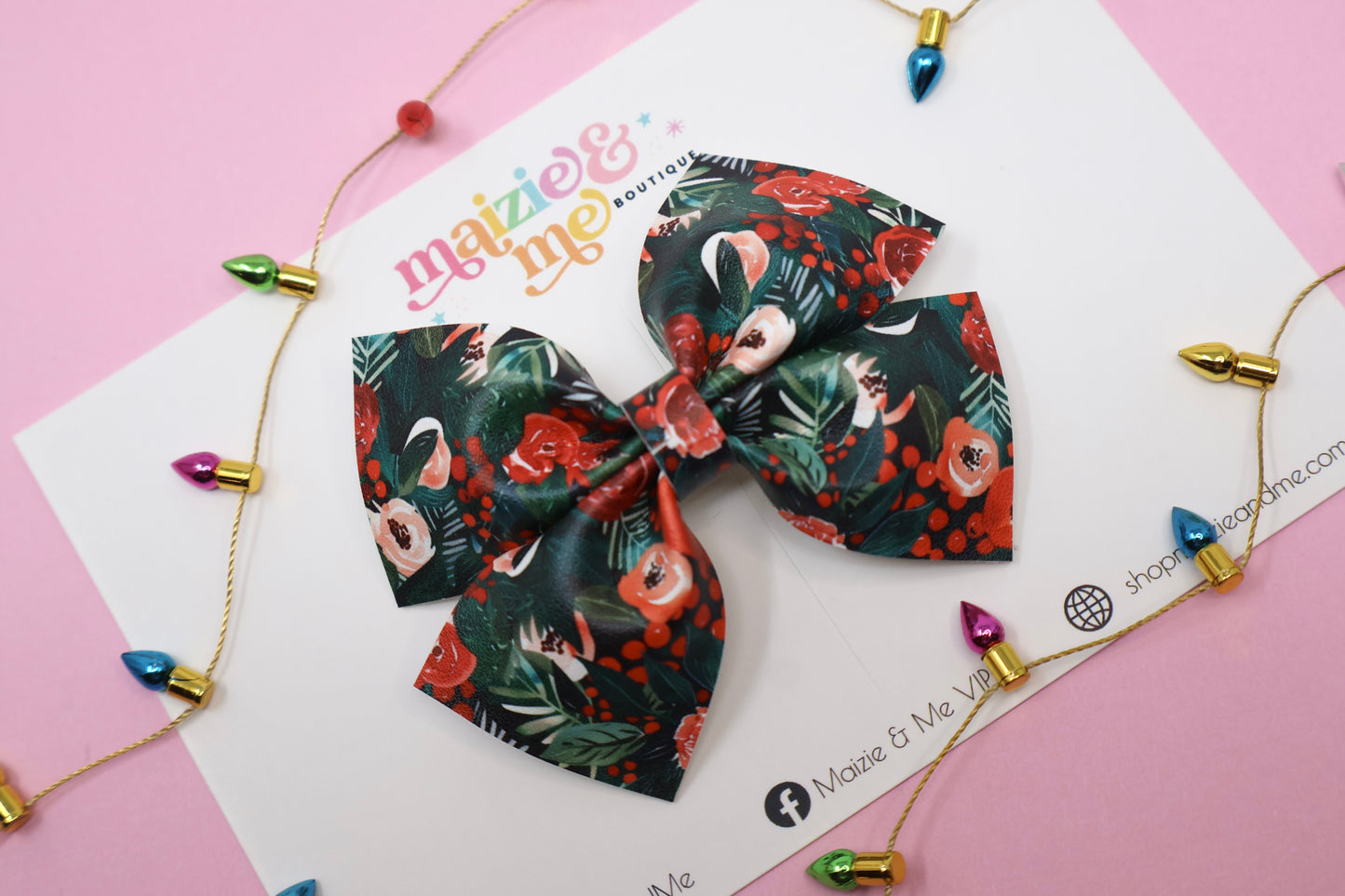 Joyful Christmas Floral Wren Bow