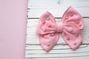 Pastel Plush & Pearled Medium Remi Bow (Alligator Clip Only)