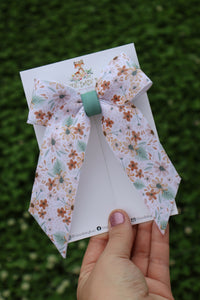 Boho Sage & Copper Floral Caroline Bow (Alligator Clip Only)