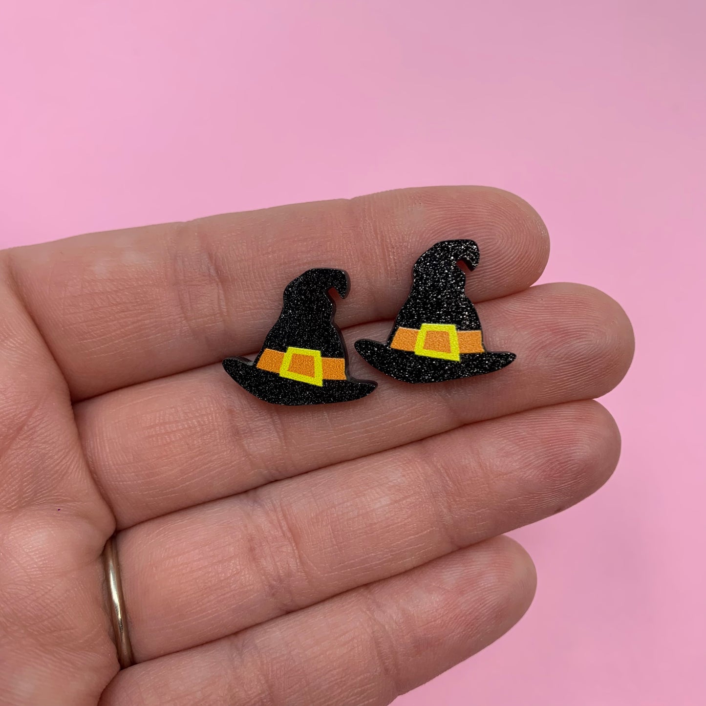 Glitter Witch Hat Acrylic Studs