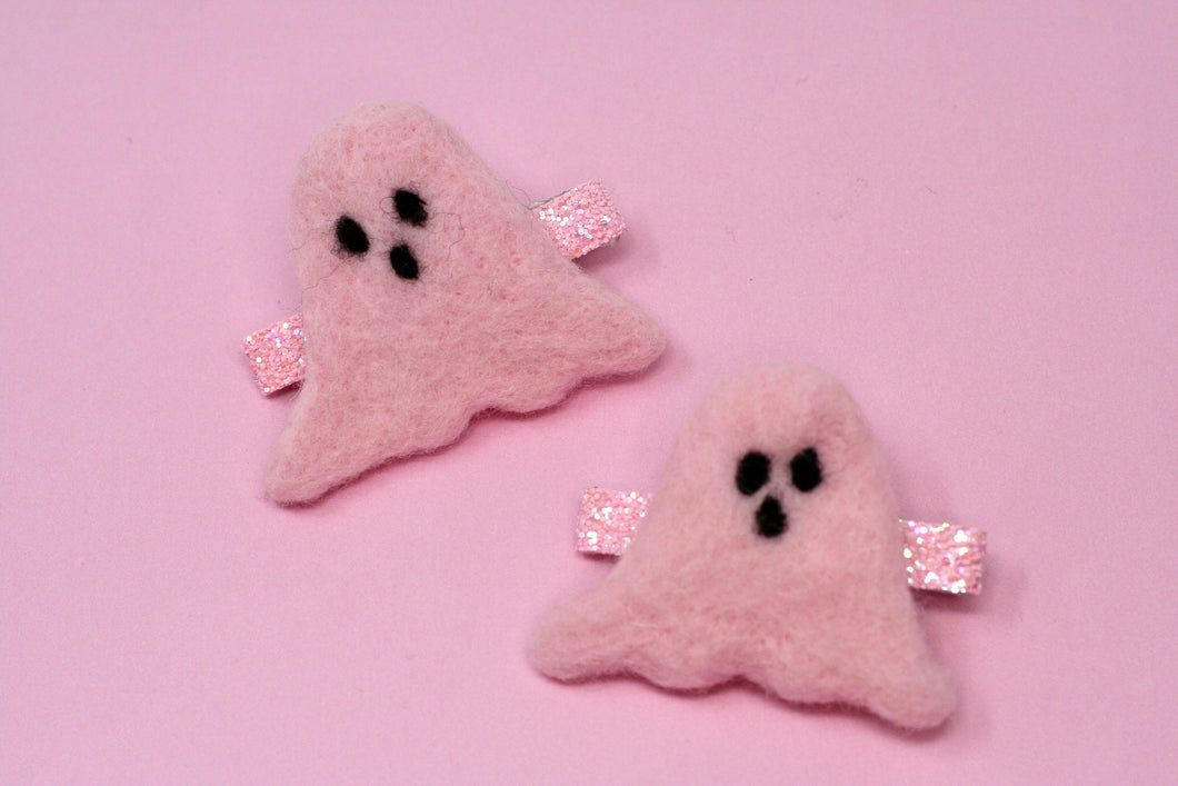 Pink Ghost Felted Shape Clip