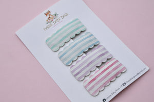 Watercolor Strip Scalloped Snap Clip Set