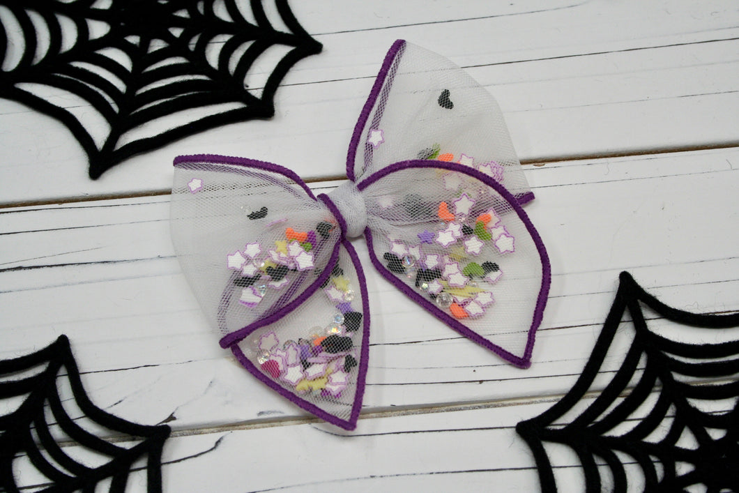 Batty Babe Remi Shaker Bow (ALLIGATOR CLIP ONLY) (Glow in the Dark Stars)