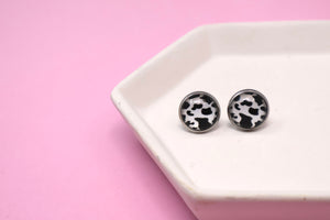 Cow Print Circle Studs