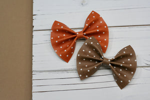 Linen Dots Baby Kate Bow