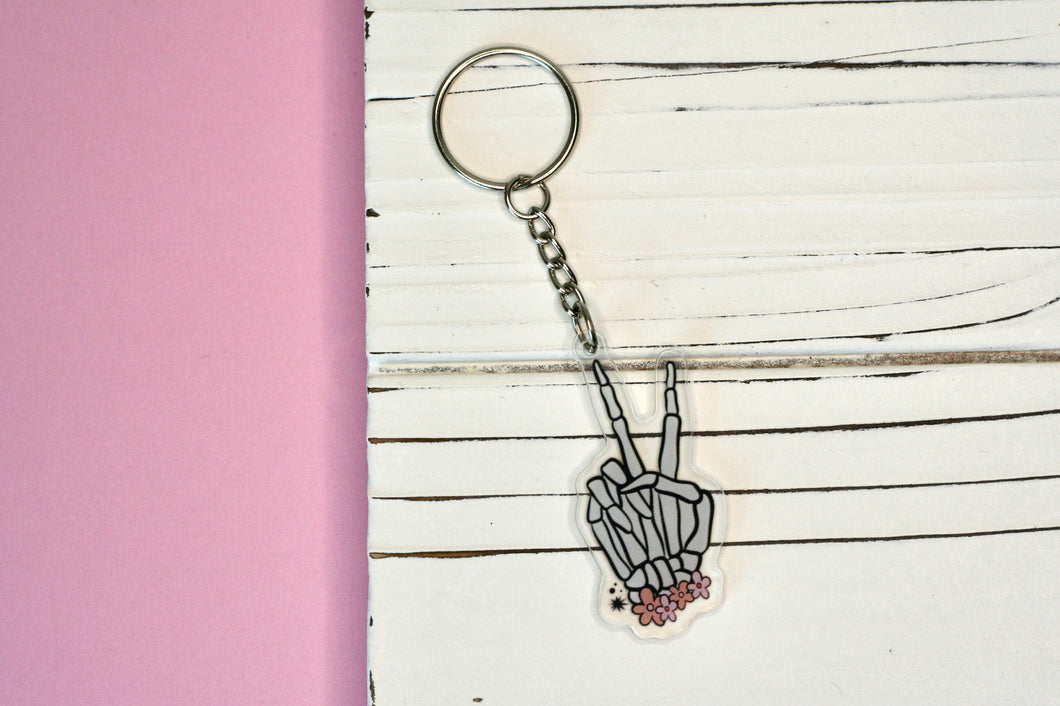 Floral Skeleton Acrylic Keychain