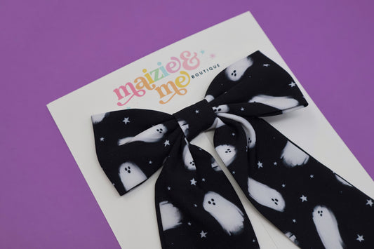 Midnight Ghosts Medium Coquette Bow (Alligator Clip Only)