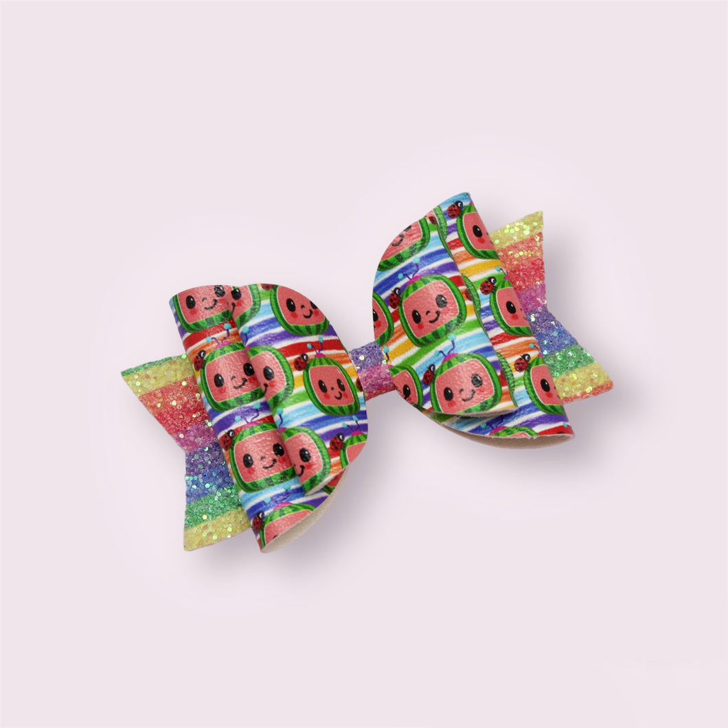 Colorful Melon Stripes Large Ellie Bow