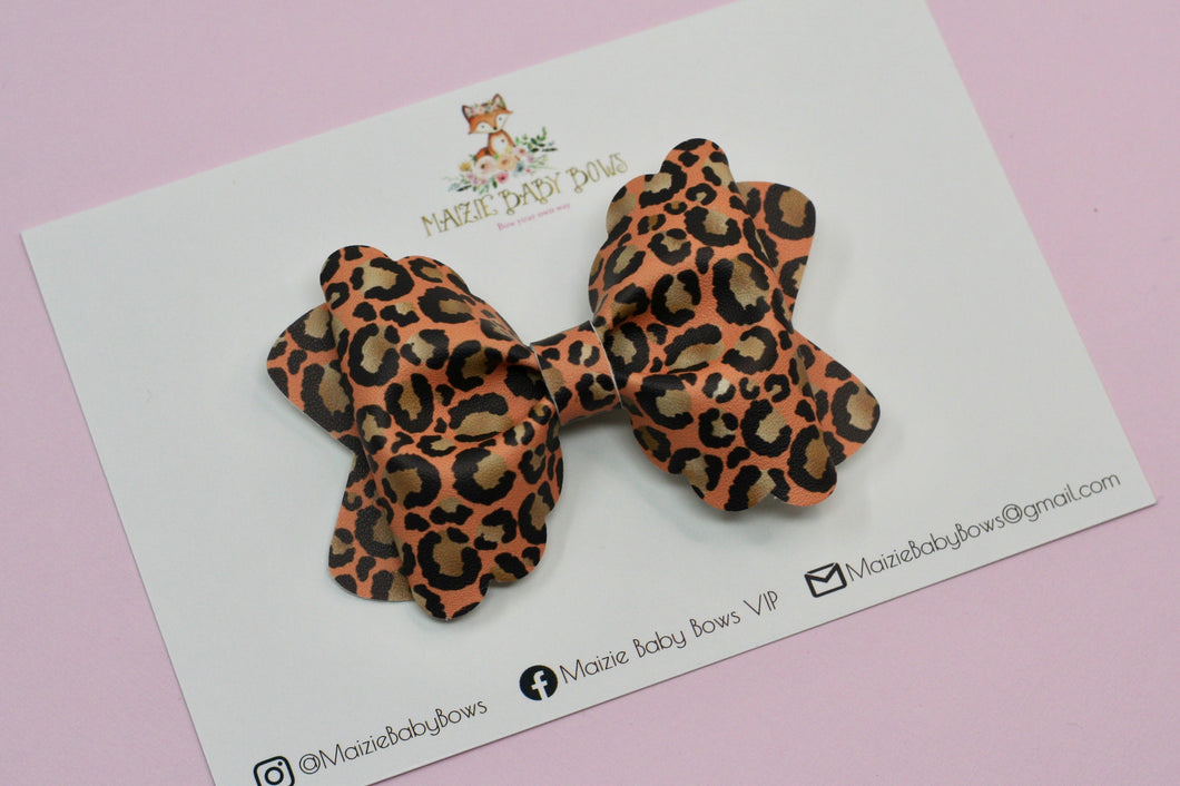 Pumpkin Leopard Bailey Bow