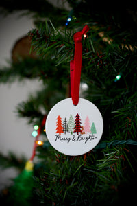 Merry & Bright Trees Ceramic Ornament