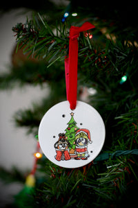 Pups Love Christmas Ceramic Ornament