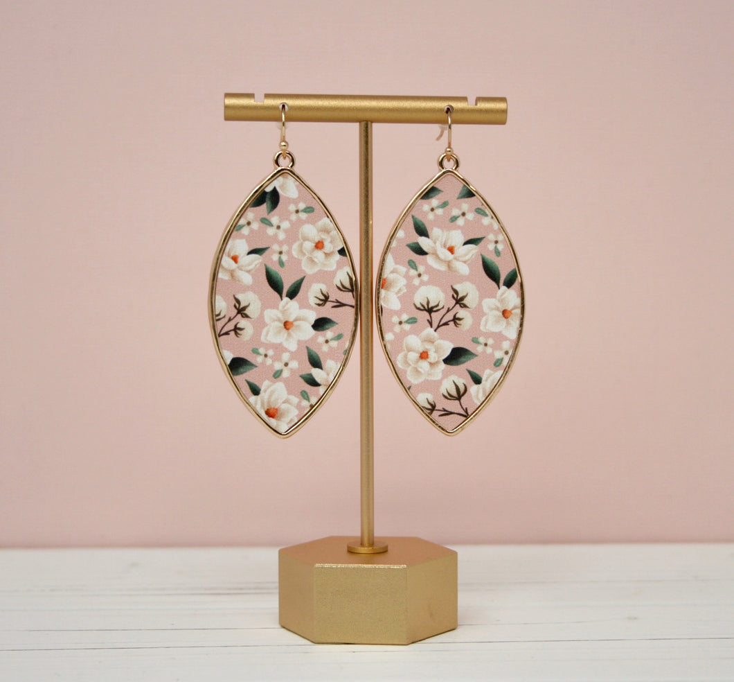 Sweet Magnolias Floral Marquise Luxe Dangle Earrings