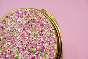 Tropical Fruit Glitter Compact Mirror