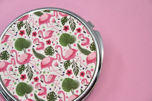 Island Flamingos Compact Mirror