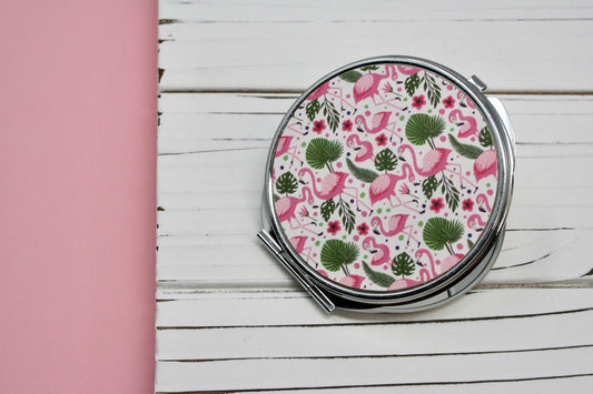 Island Flamingos Compact Mirror