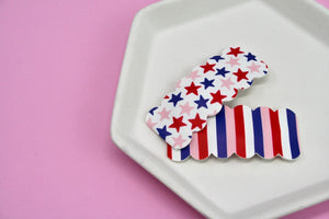 Pink & Patriotic Scalloped Snap Clip Set