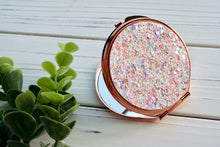 Load image into Gallery viewer, Dreamin’ in Rose Gold Glitter Compact Mirror
