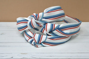 Trendy Patriotic Stripes Top Knot Headband