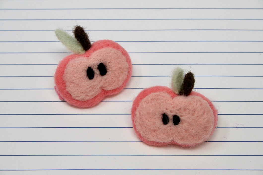 Apple Felted Shape Clip