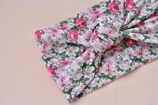 Pink Vintage Floral Infinity Knot Headband