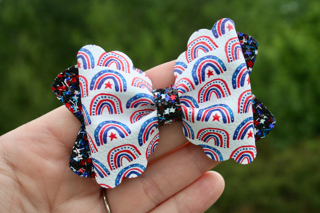 Red, White, & Rainbows Bailey Bow