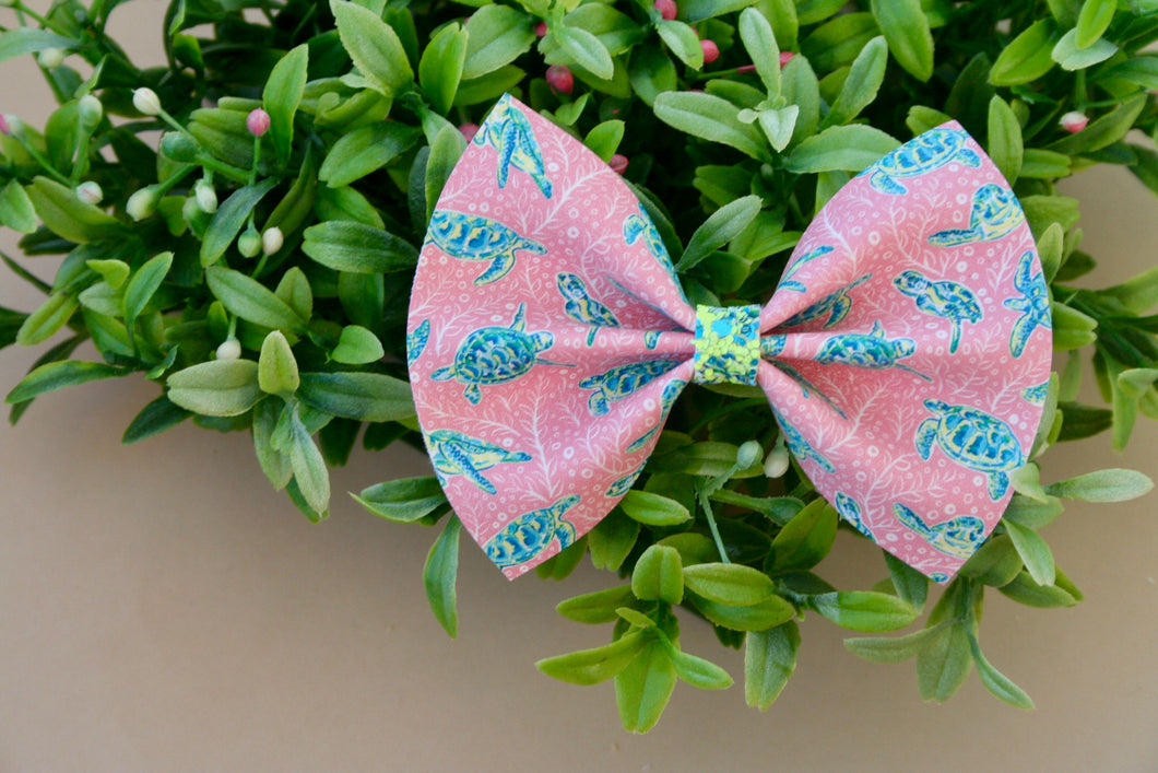 Pink Sea Turtles Baby Kate Bows