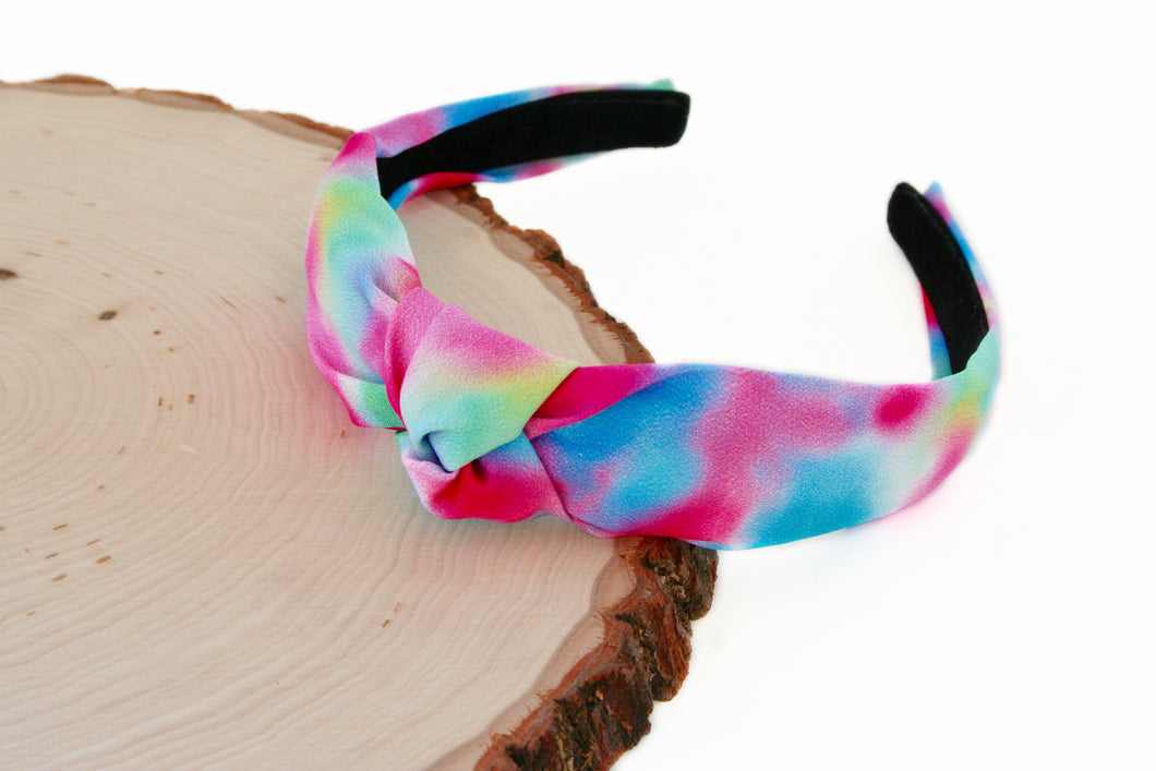 Rainbow Snow Cone Top Knot Headband