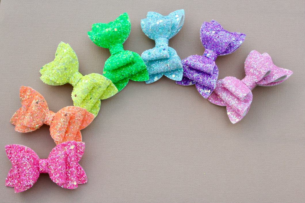 Neon Glitter Solid Emmy Bows