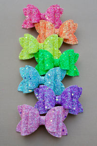 Neon Glitter Solid Emmy Bows